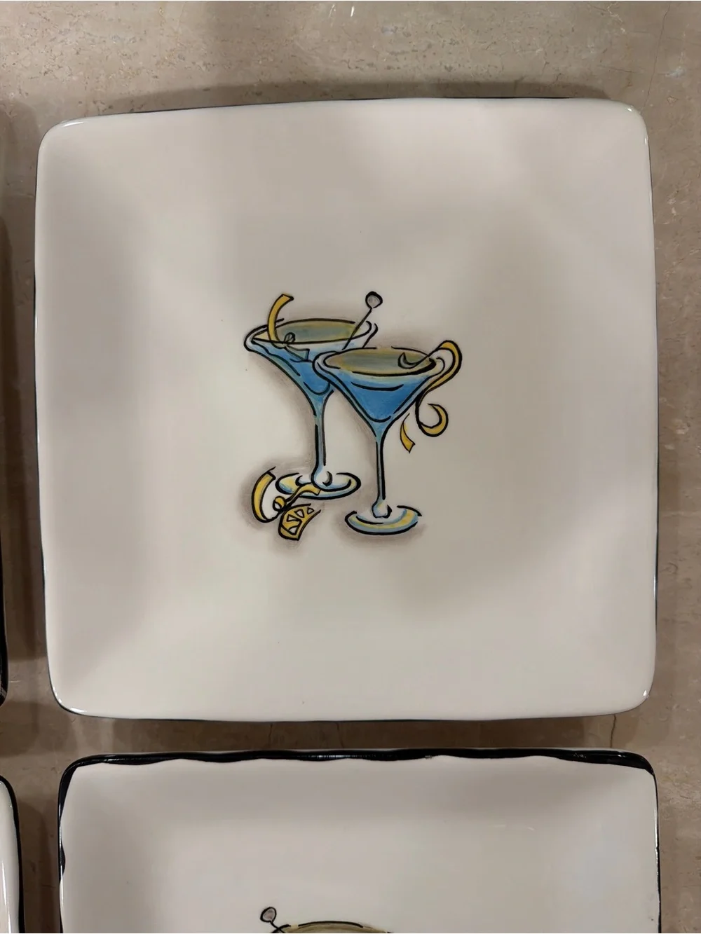 Pottery Barn White Square Martini Plates - Set of 4